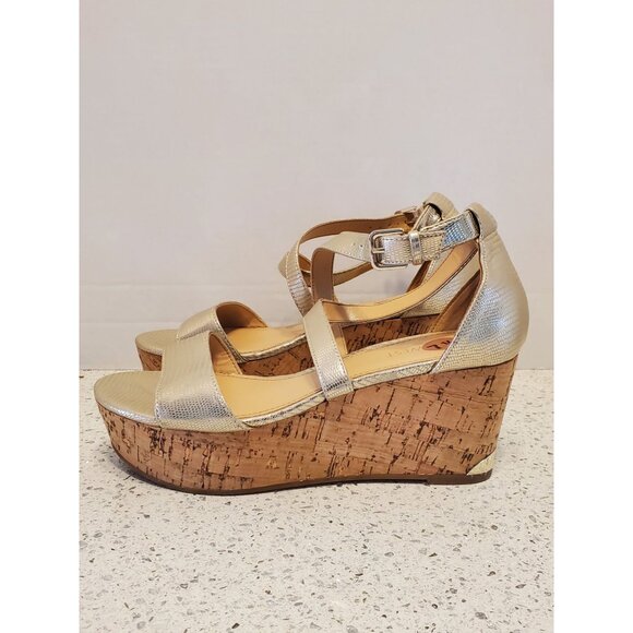 Nine West Gold cork heel Sandals women's shoes size 7.5 - Picture 4 of 8